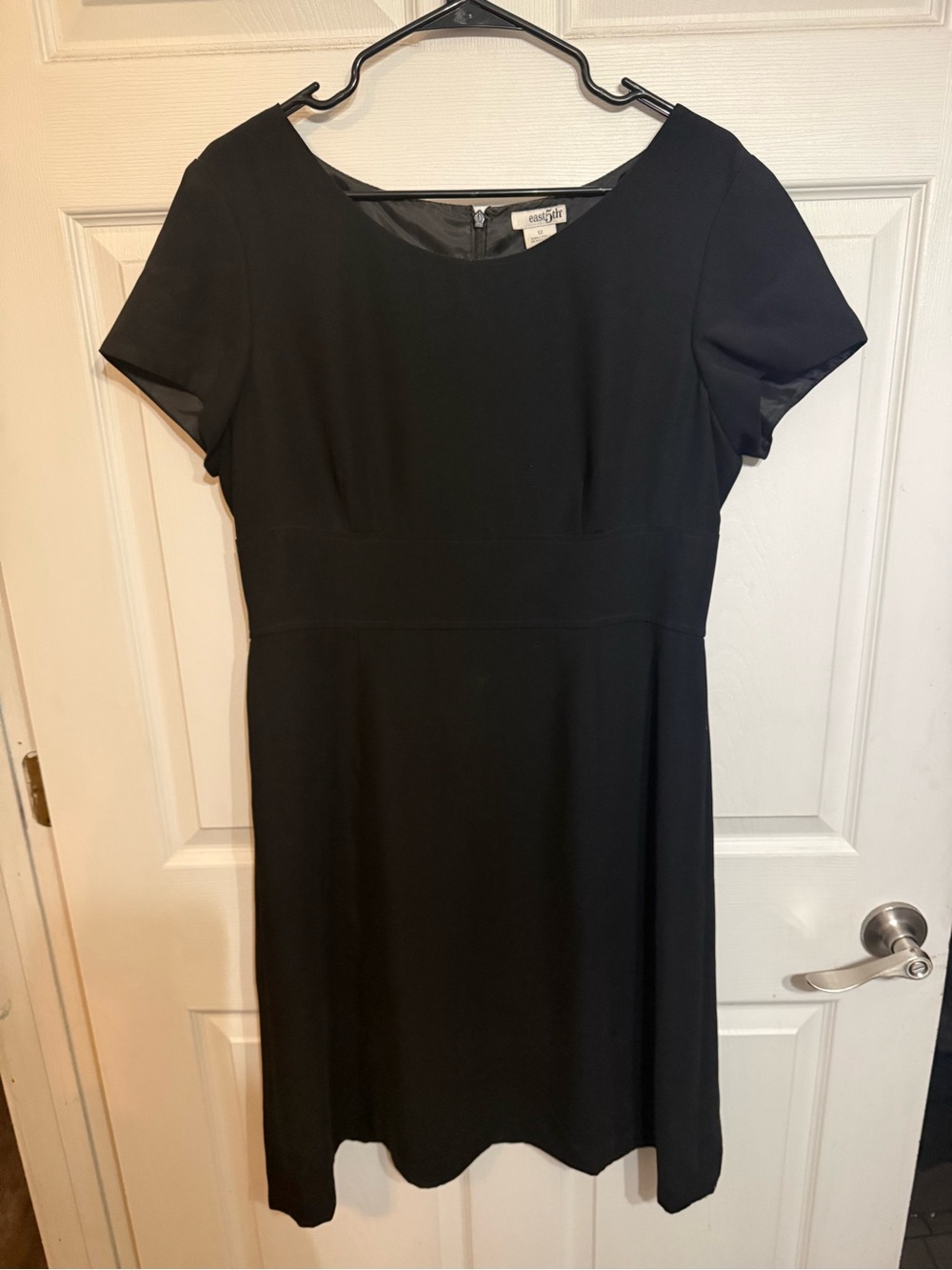 Black Short-Sleeve A-Line Dress